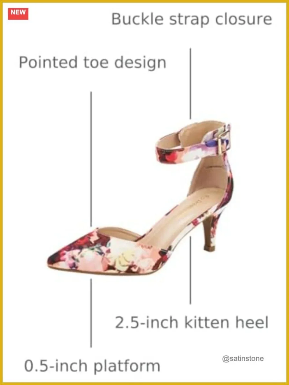 Women's Kitten Heels Ankle Strap Pumps 2.5